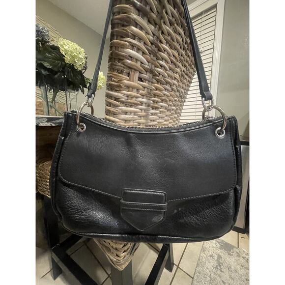 Vintage Enzo Angolini Vegan Leather Black Shoulder Bag Purse​​ - Picture 3 of 6